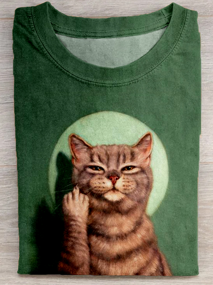 Good Morning To You Funny Cat Art Casual T Shirt