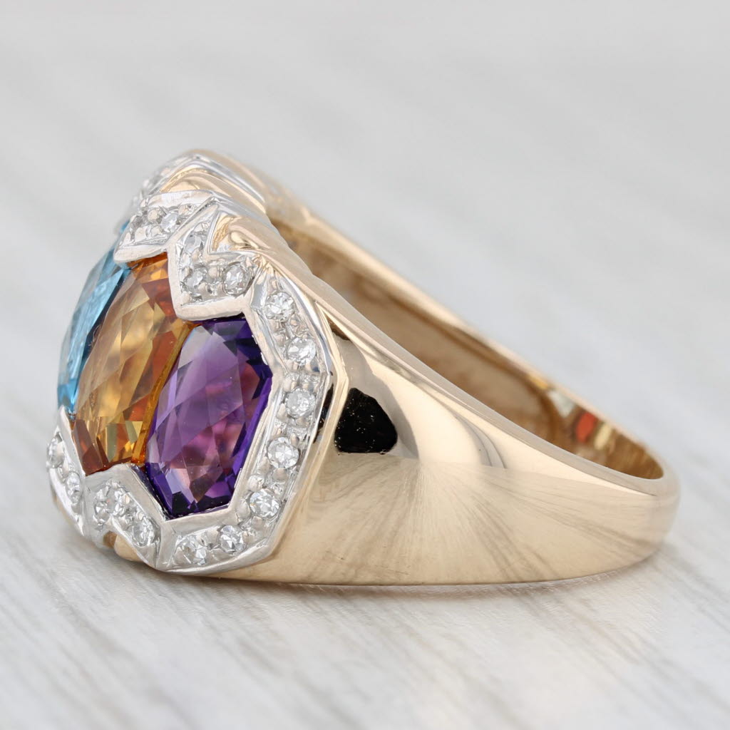 5.25ctw Gemstone Diamond Ring 14k Gold Size 7 Amethyst Topaz Garnet Quartz