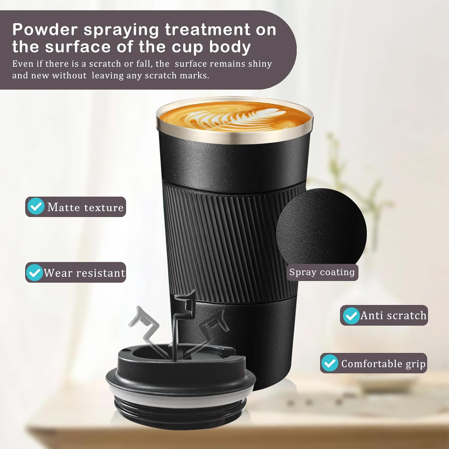 Senshuomy Travel Mug, Insulated Coffee Cup with Leakproof Lid, Reusable Coffee Cups Travel Cup, Stainless Steel thermaol Mug for Hot Cold Drinks (Green 380ml)