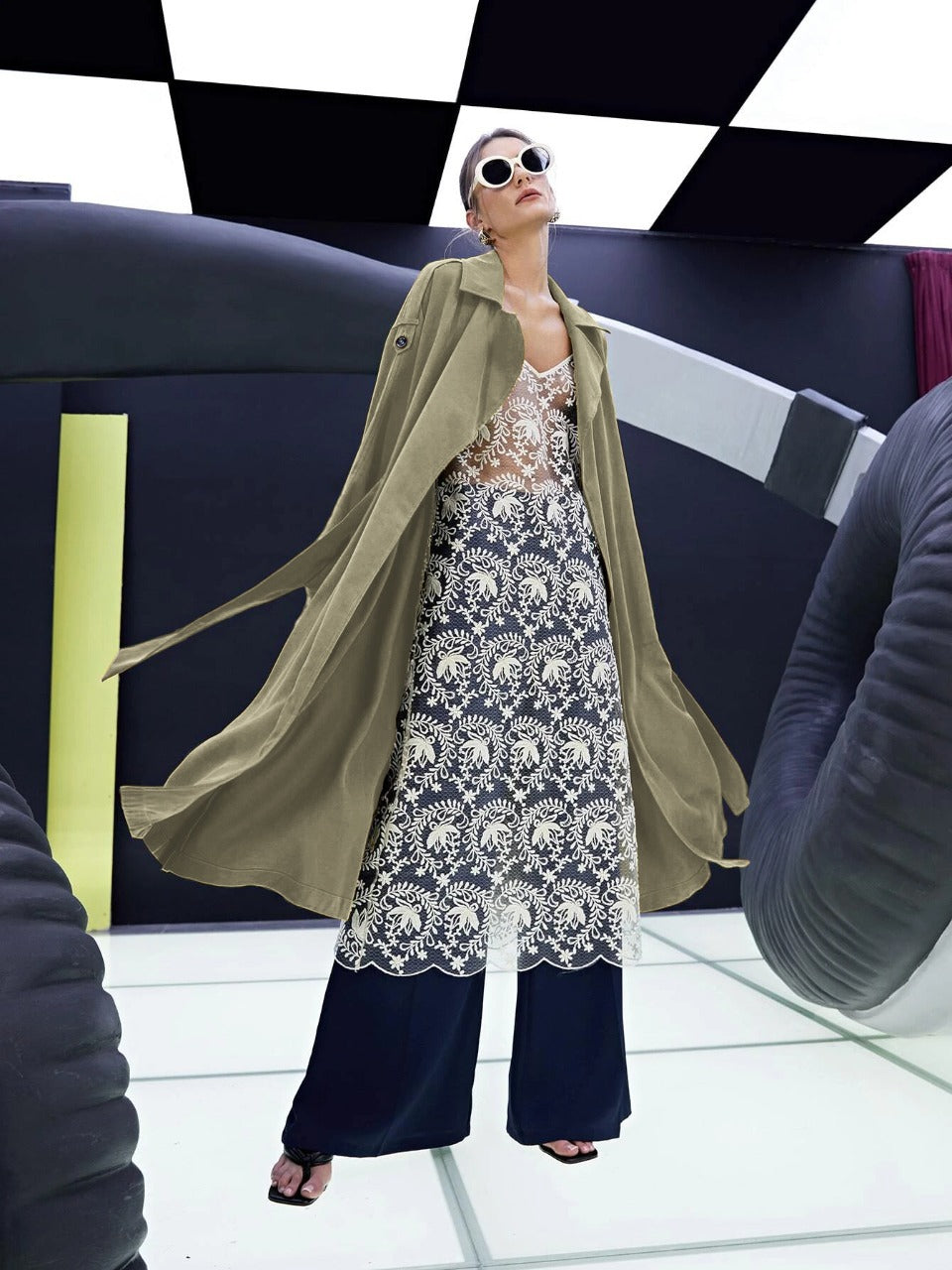 Slant Pocket Belted Trench Coat