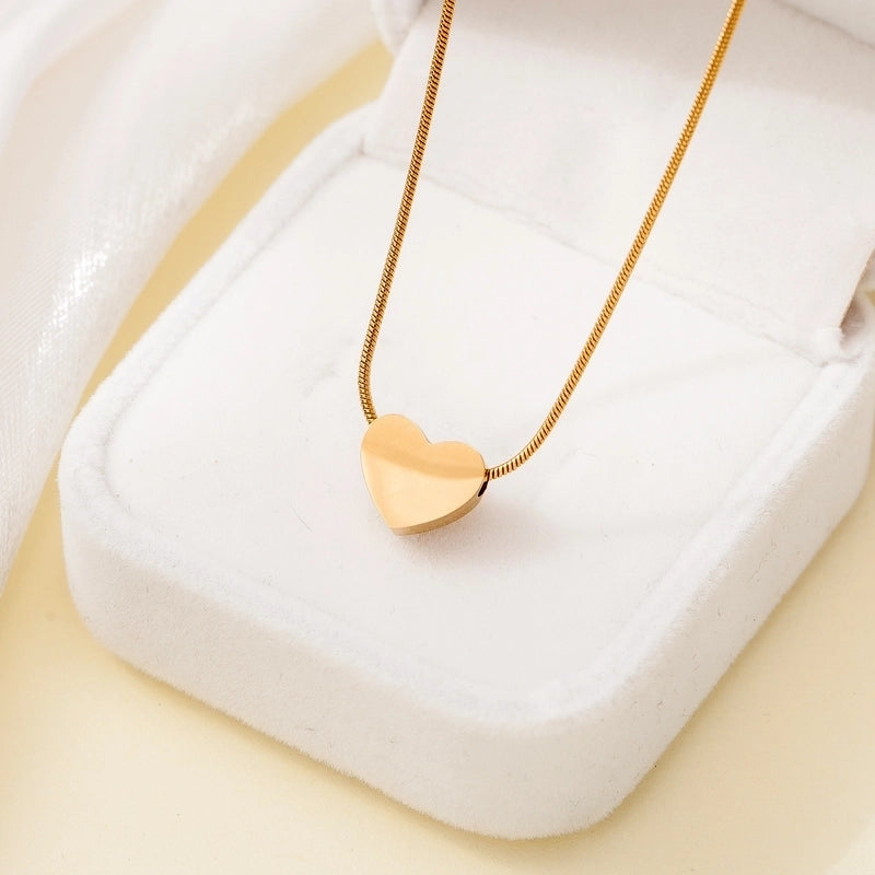 Minimalist Heart Shape Titanium Steel Pendant Necklace