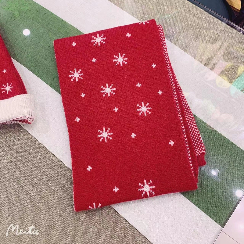 Winter New Wool Children's Christmas Scarf Christmas Fawn Men's And Women's Knitted Scarf Christmas Tree Snowflake Scarf