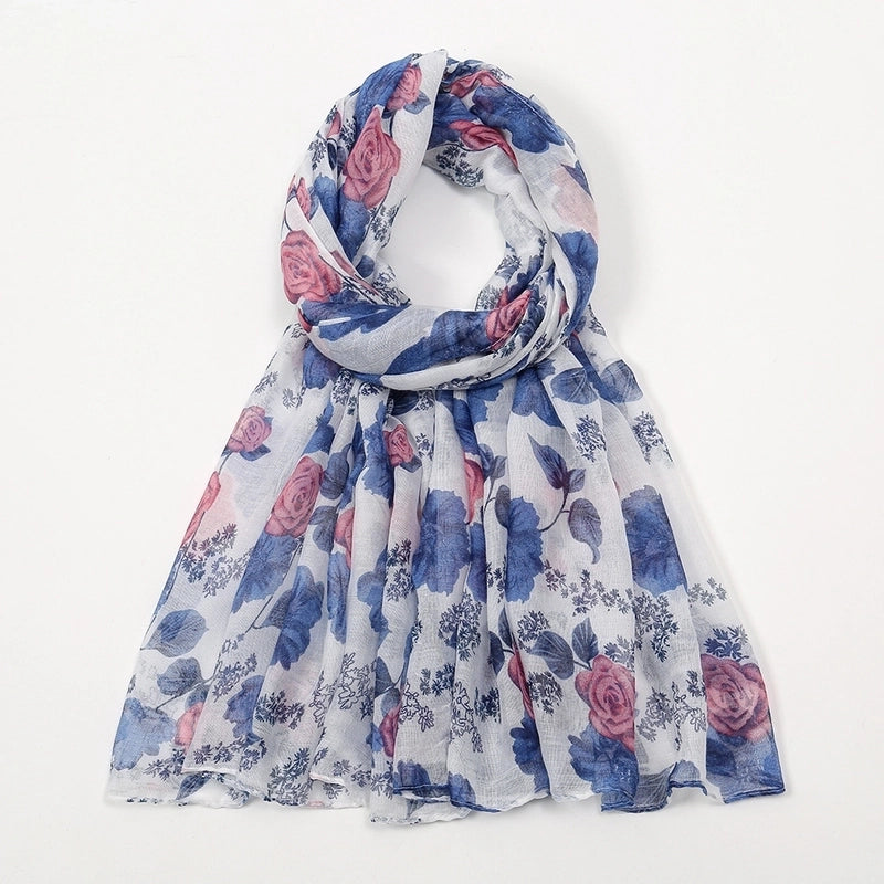 Women's Retro Lady Printing Rose Rayon Polyester Printing And Dyeing Printing Dyeing Scarf Shawl Hijab