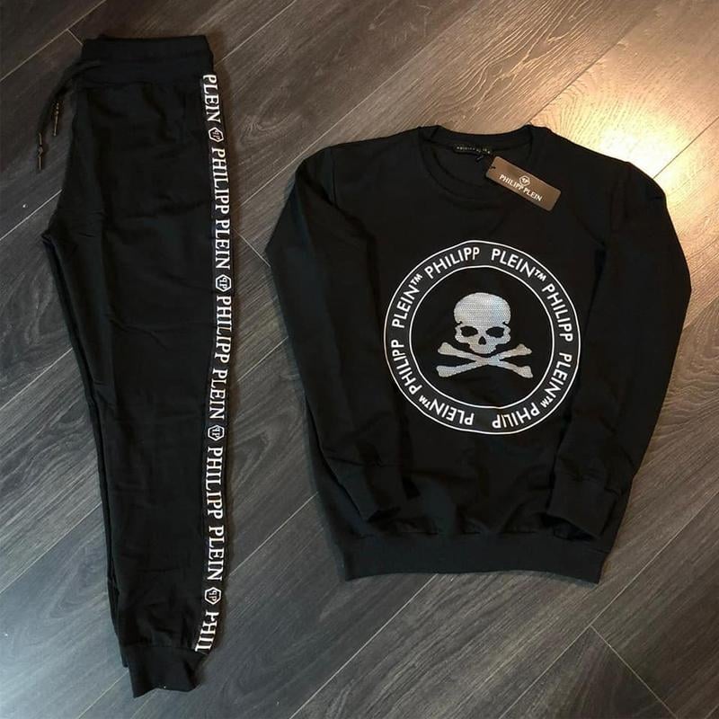 Fashionable skull pattern printing men's sweatshirt suit