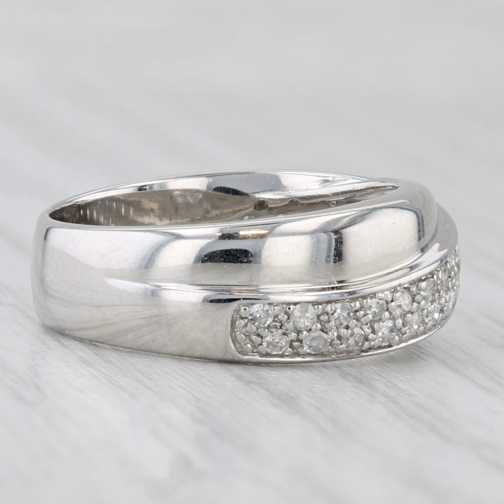 0.30ctw Pave Diamond Overlay Ring 14k White Gold Size 7 Wedding Band
