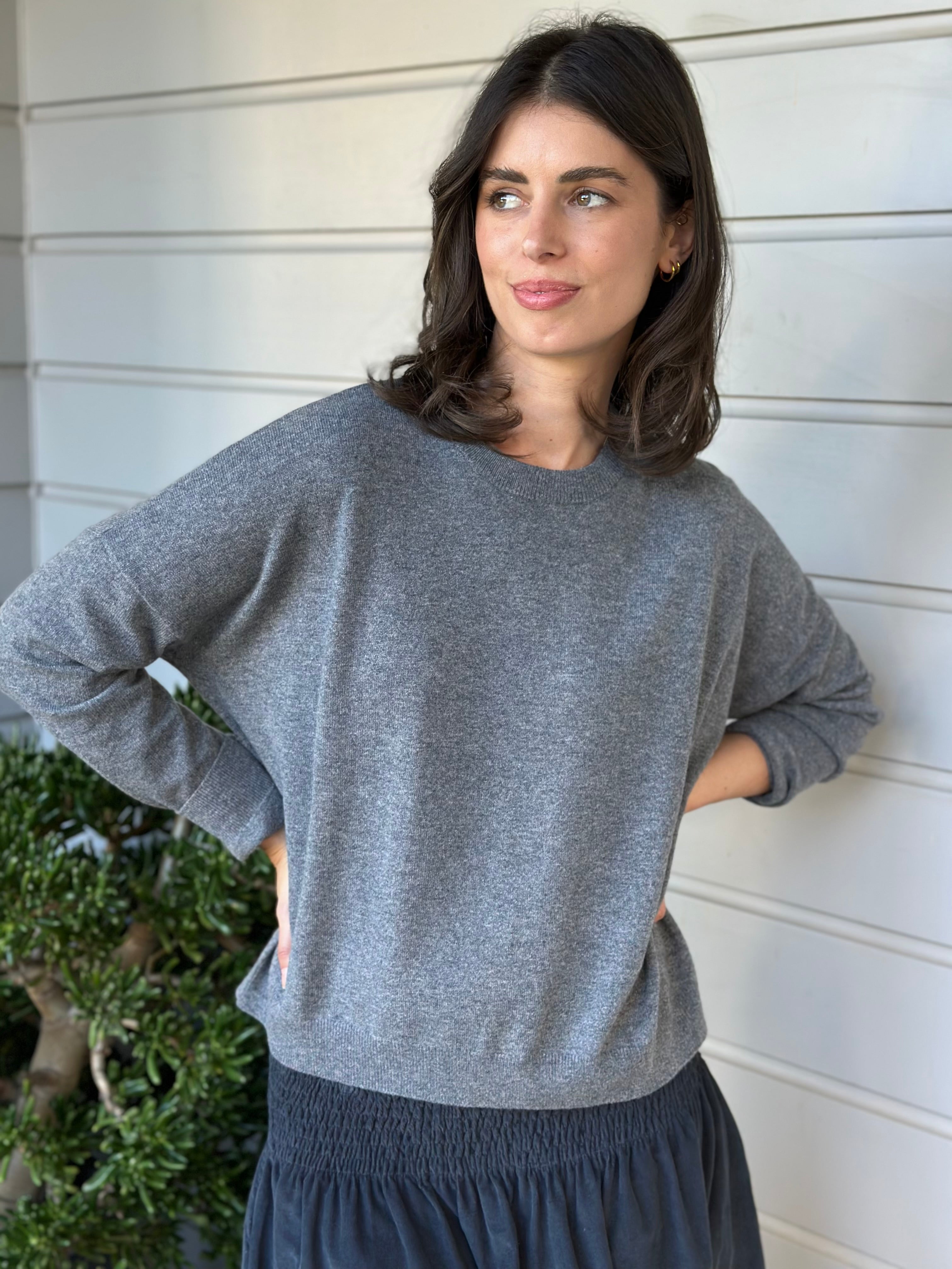 cassie crew neck-slate grey cashmere