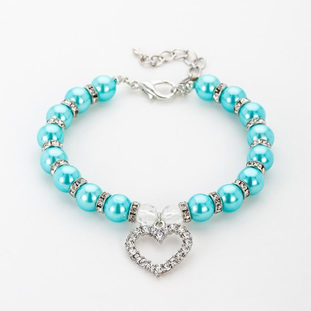 Rhinestone Pearl Dog Cat Collar Necklace