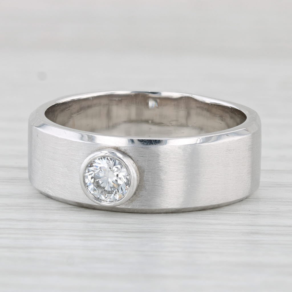 Men's 0.51ct Diamond Wedding Ring 14k White Gold Size 12 Brushed