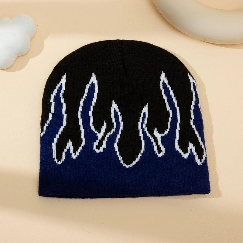 Unisex Casual Hip-Hop Flame Printing And Dyeing Eaveless Wool Cap