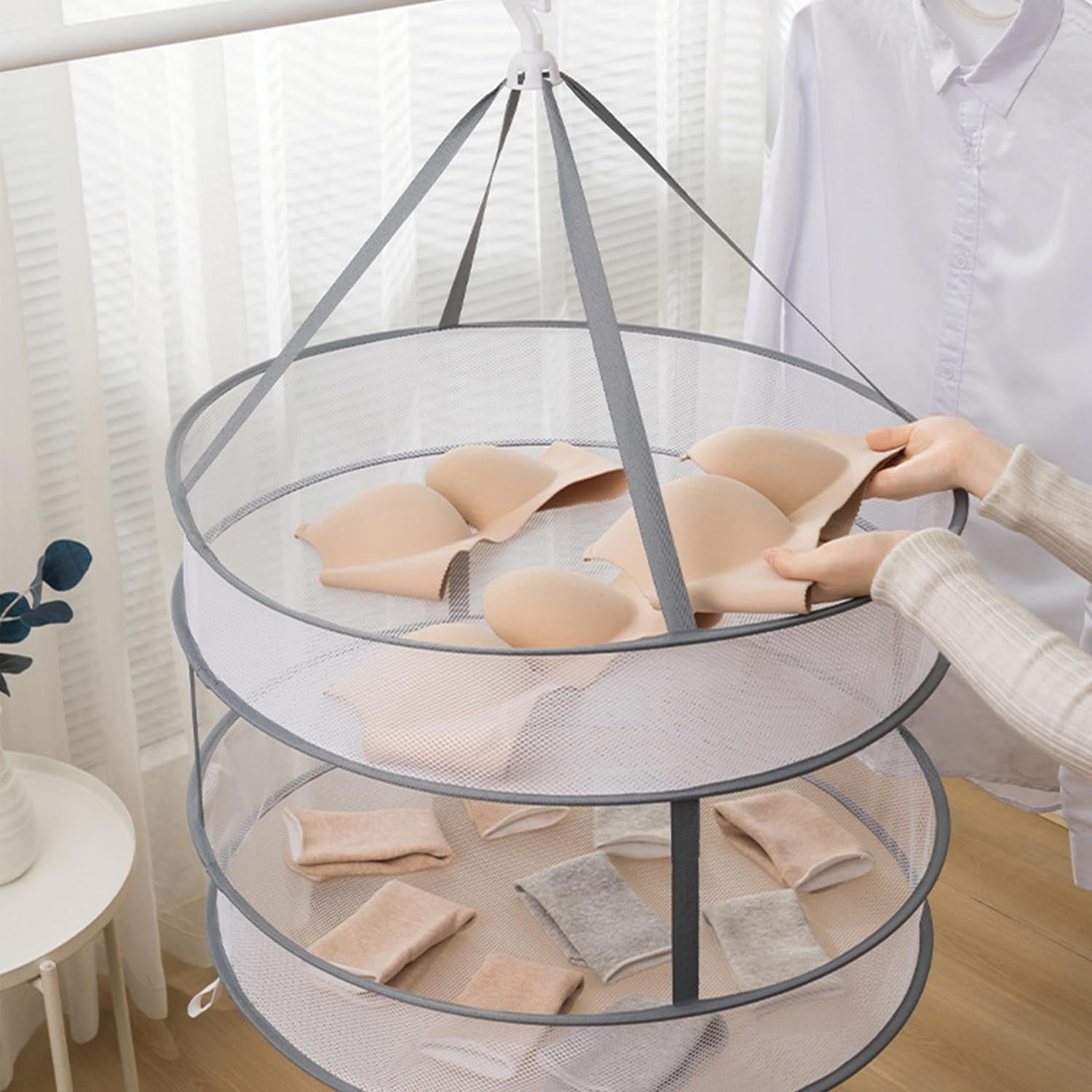 2-Tier Mesh Folding Clothes Drying Rack