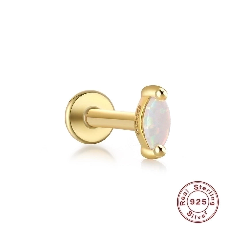 1 Piece Ear Cartilage Rings & Studs Fashion Square Water Droplets Paw Print Silver Inlay Zircon