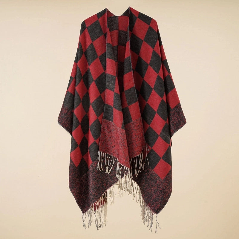 Women's Casual Lattice Polyester Tassel Shawl