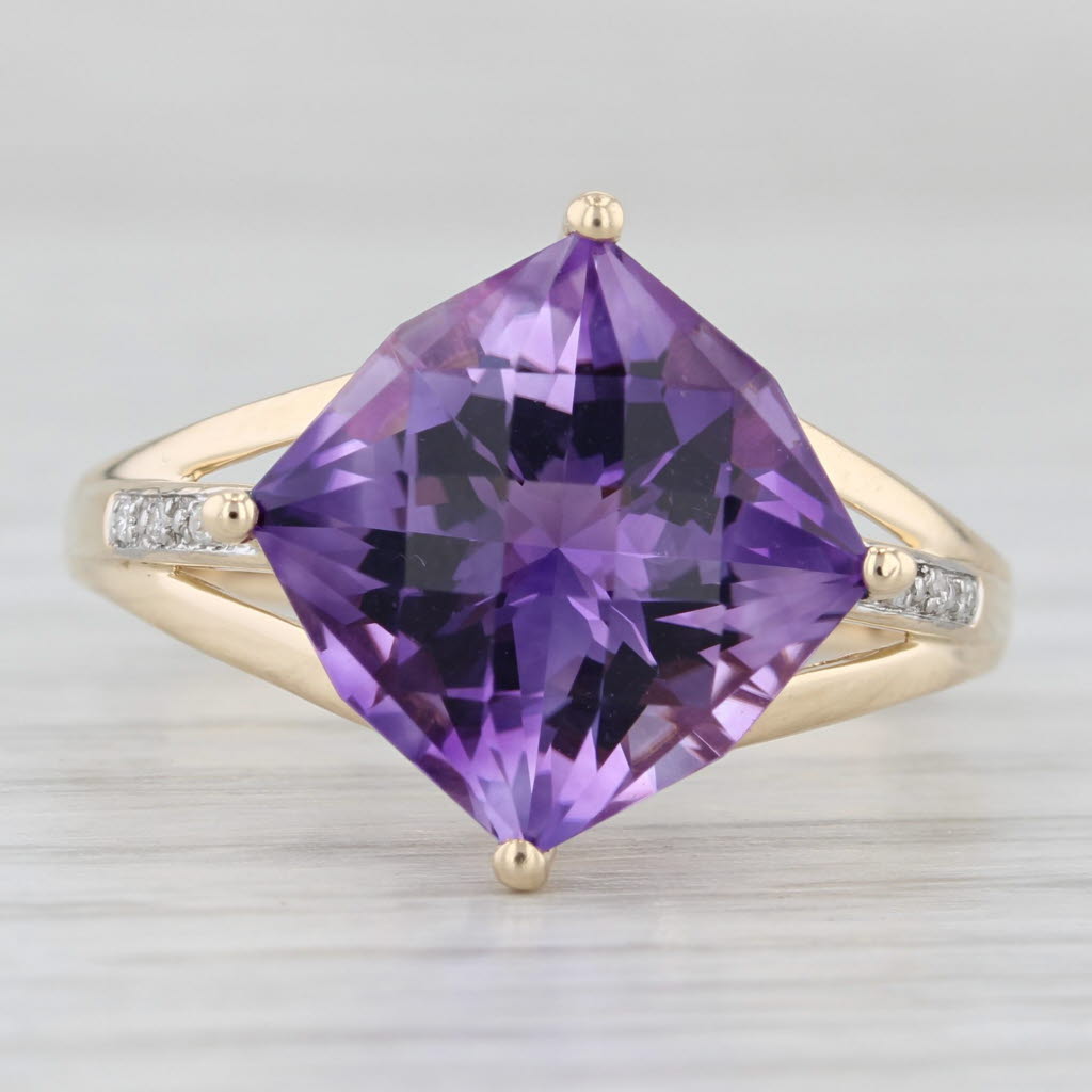 6.94ctw Amethyst Diamond Ring 14k Yellow Gold Size 10.25