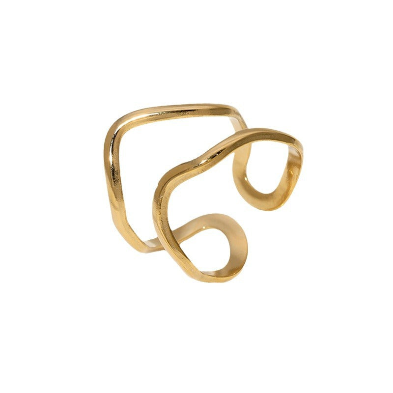Open Ring Minimalist Stripe Geometric Stainless Steel Electroplating Rings