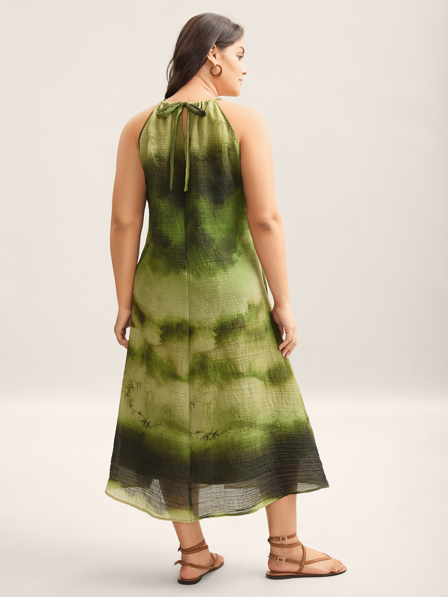 Tie-Dye Pattern Pockets Midi Dress