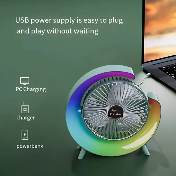 Portable Rechargeable Desk Fan with LED