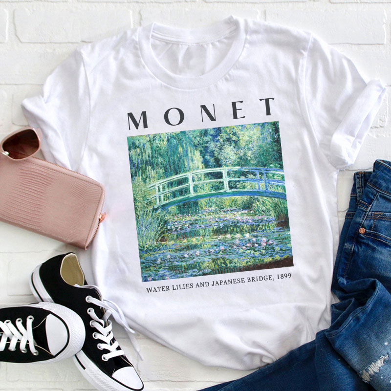 Monet Water Lilies And Japanese Bridge 1899 Teacher T-Shirt