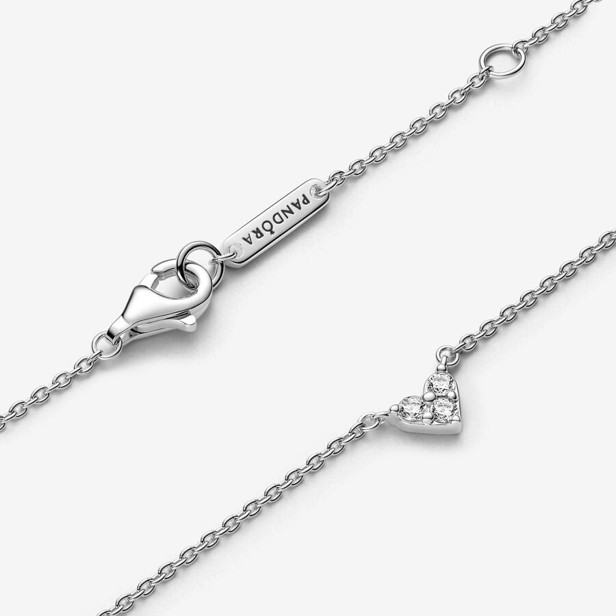 Triple Stone Heart Collier Pandora Necklace