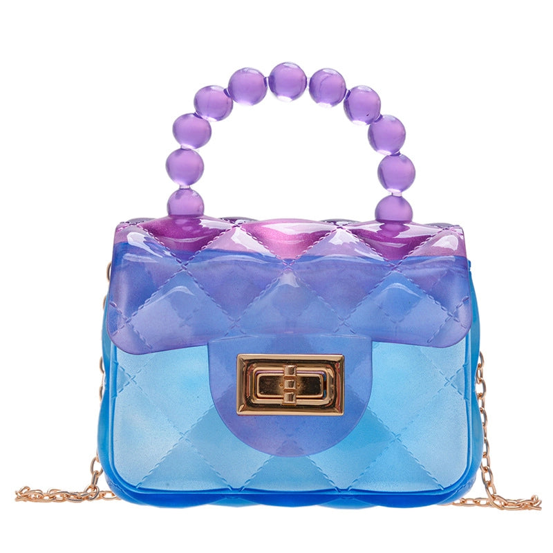 Women's Mini Pvc Color Block Fashion Transparent Square Lock Clasp Crossbody Bag