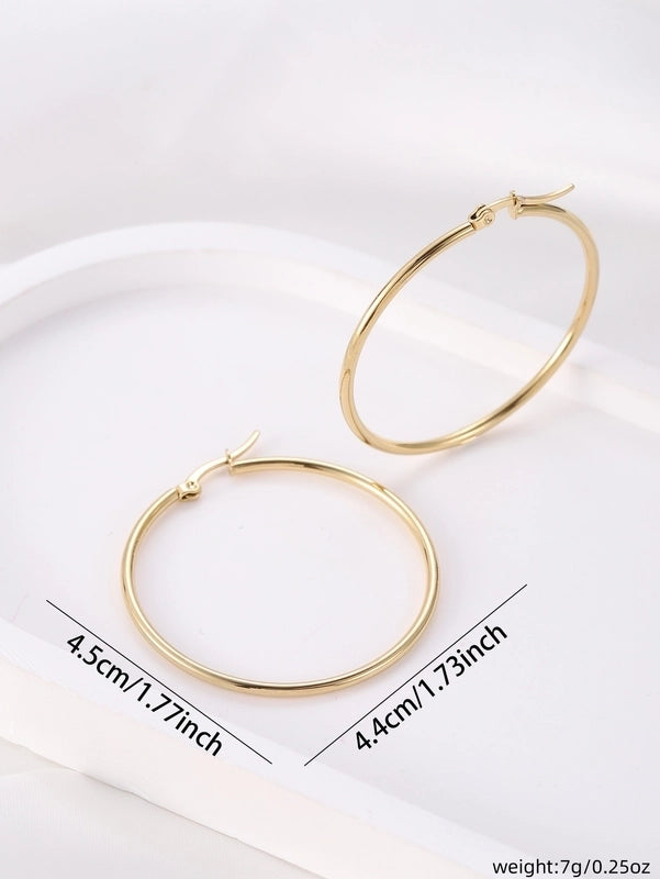 Vintage Style Modern Style Minimalist Round Titanium Steel 18K Gold Plated Hoop Earrings