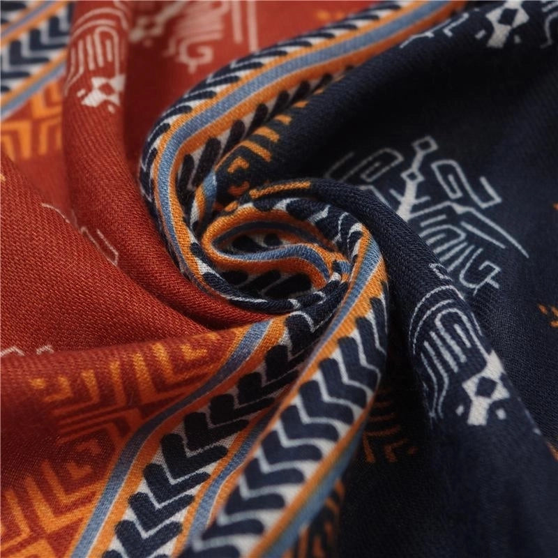 Shawl Female Sunscreen Scarf Navy Blue Orange Student Travel Scarf