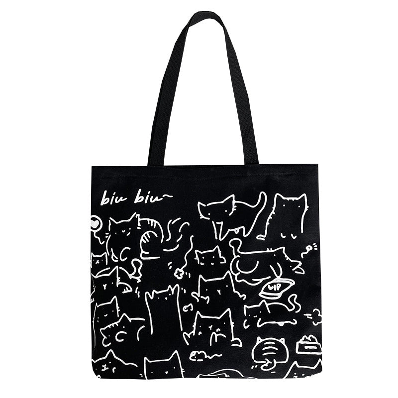 Women's Basic Letter Canvas Shopping Bags