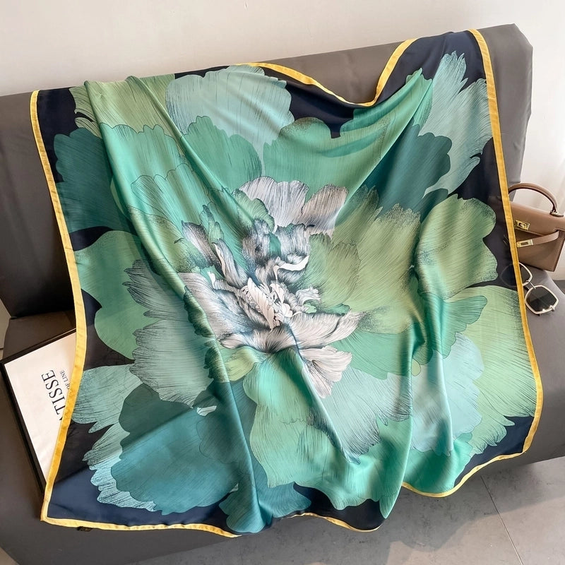 Women's Elegant Basic Lady Animal Camry Brocade Printing Silk Scarves