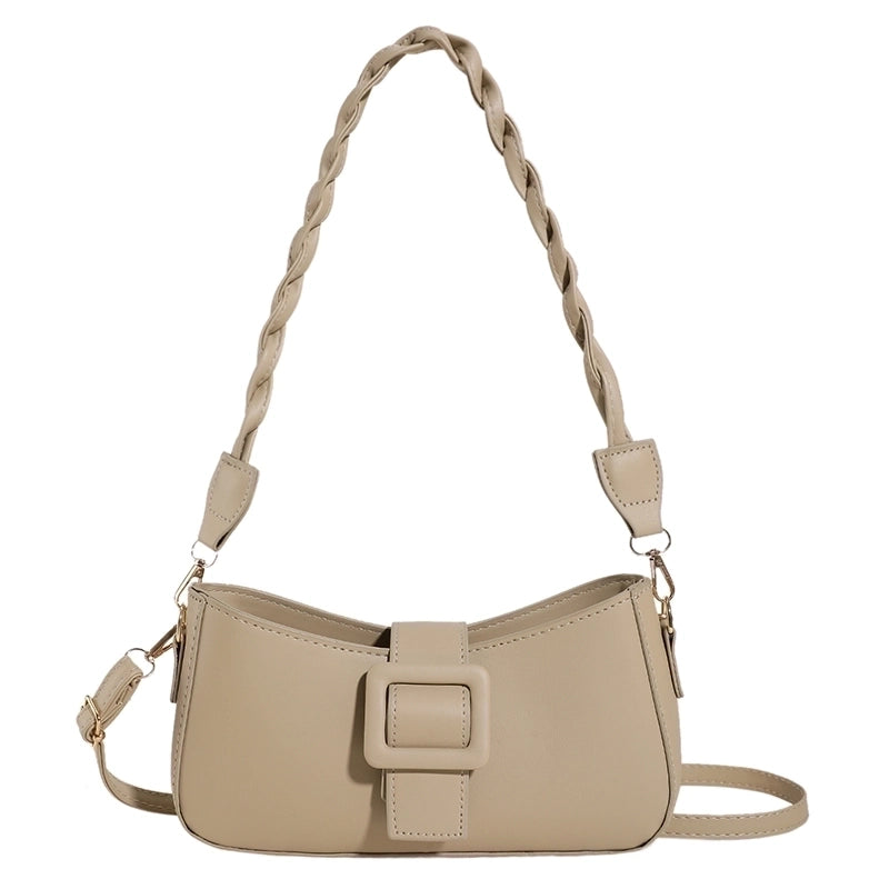 Women's Pu Leather Solid Color Elegant Zipper Shoulder Bag