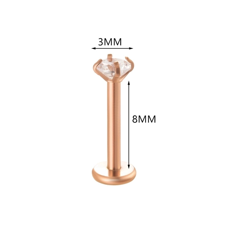 1 Piece Ear Cartilage Rings & Studs Minimalist Round 316L Stainless Steel  Plating Inlay Zircon