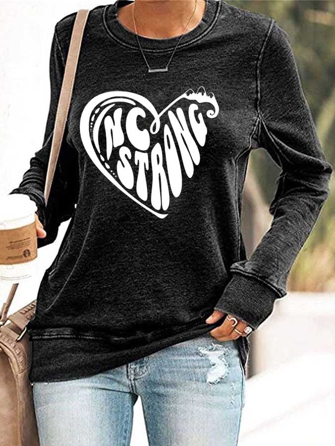 Women's NC Strong Print Casual Long Sleeve Sweater