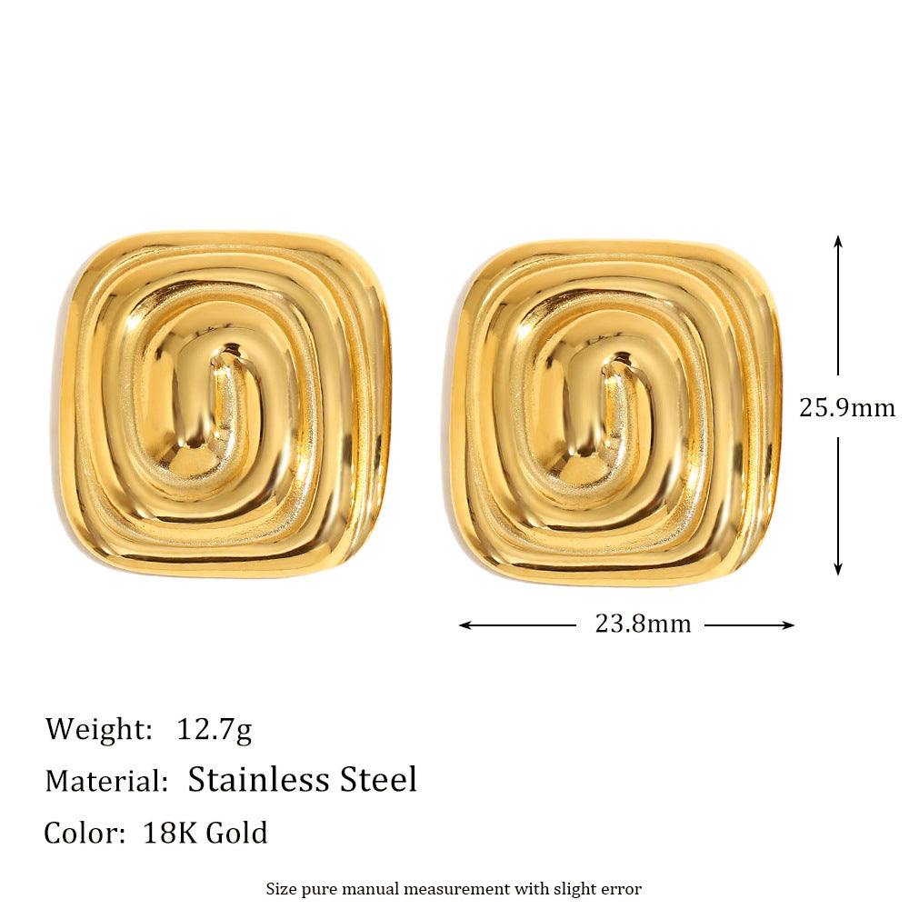 Personalized Fashion Stainless Steel 18K Gold Plated Oil Drop Shell Pearl Flower Five-Pointed Star Earrings