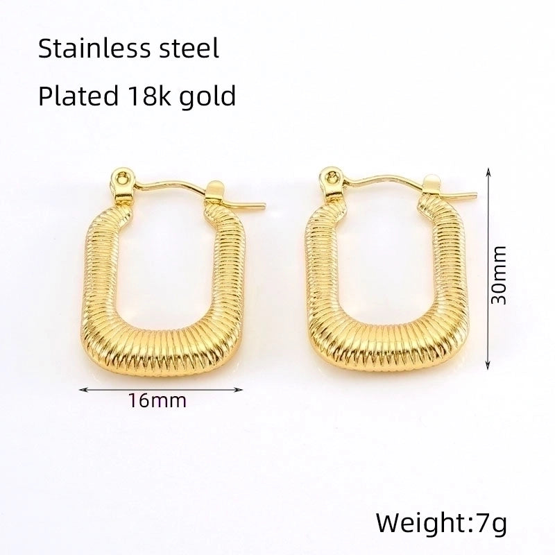 1 Piece Vintage Style U Shape Semicircle Round Polishing Plating Stainless Steel Titanium Steel Titanium Steel 18K Gold Plated Ear Studs