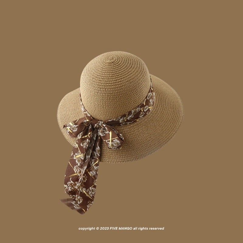 Women's Vacation Minimalist Letter Solid Color Big Eaves Straw Hat