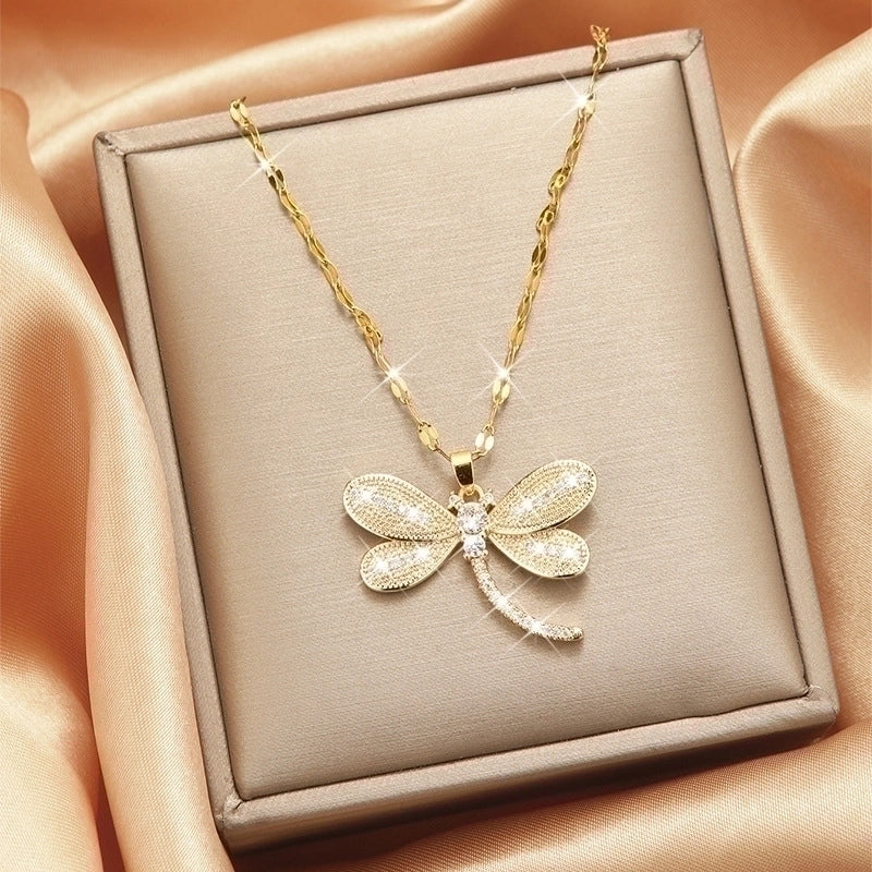 3 Pieces Lady Heart Shape Flower Titanium Steel Plating Inlay Zircon Gold Plated Pendant Necklace