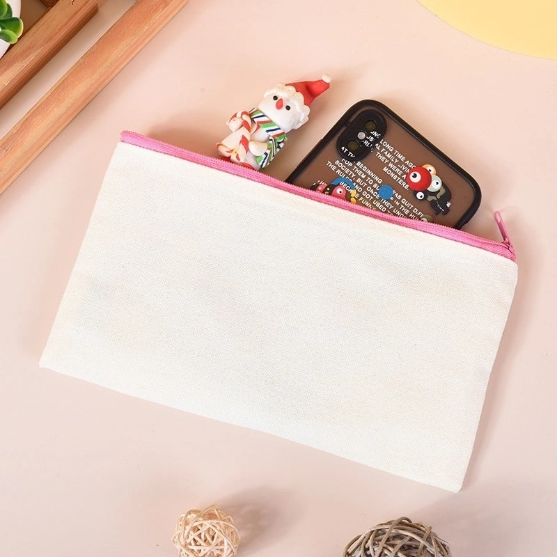 10 Pieces In Stock Blank Canvas Zipper Bag Canvas Cosmetic Bag Zipper Pencil Bag Canvas Bag Custom