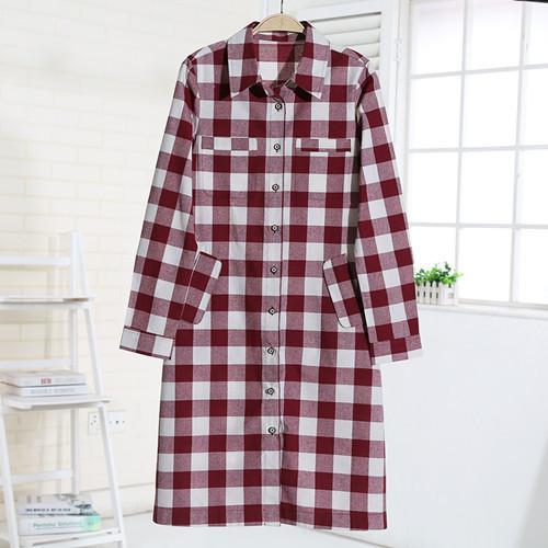 Long Plaid Shirt Dress