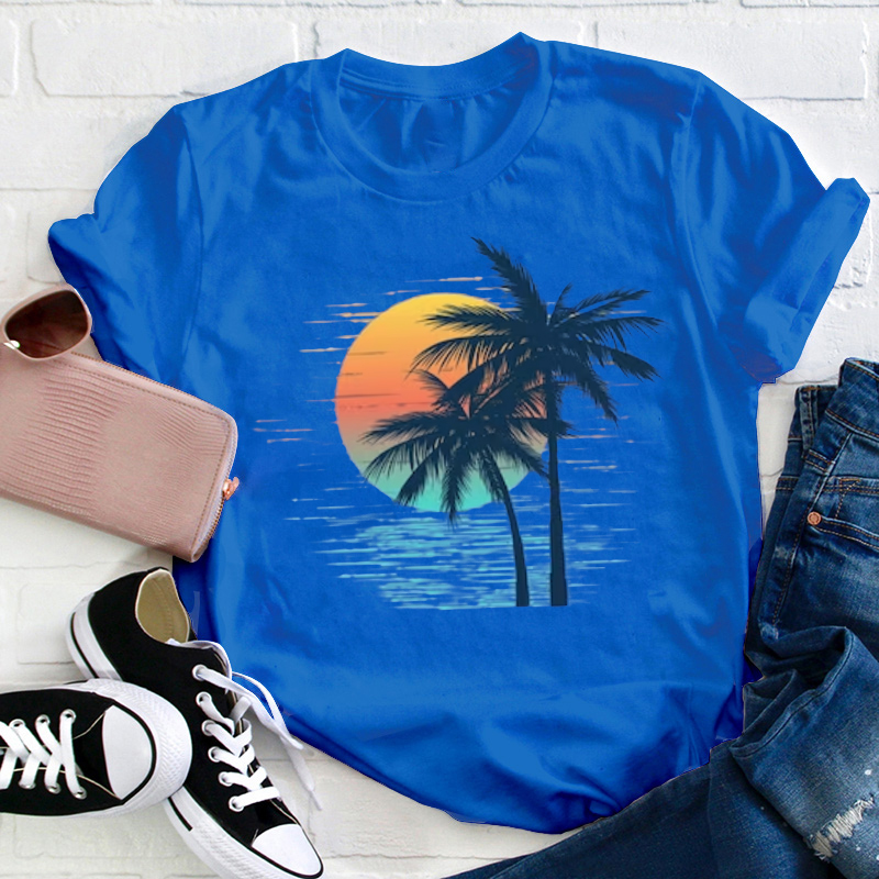 Sunset By The Seaside Teacher T-Shirt