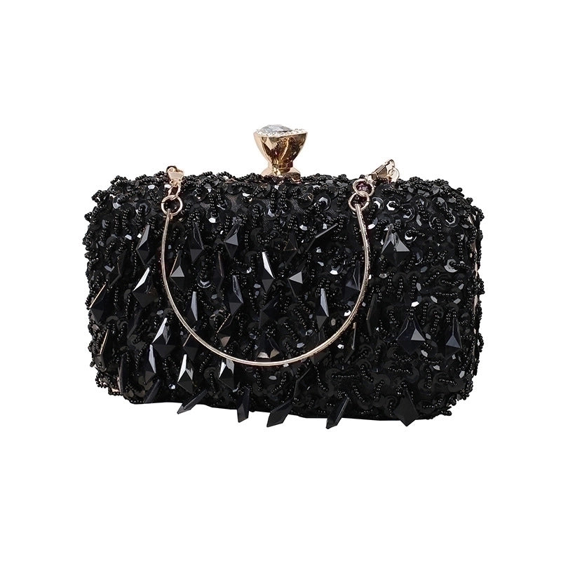 Red Purple Green Iron Solid Color Beading Evening Bags