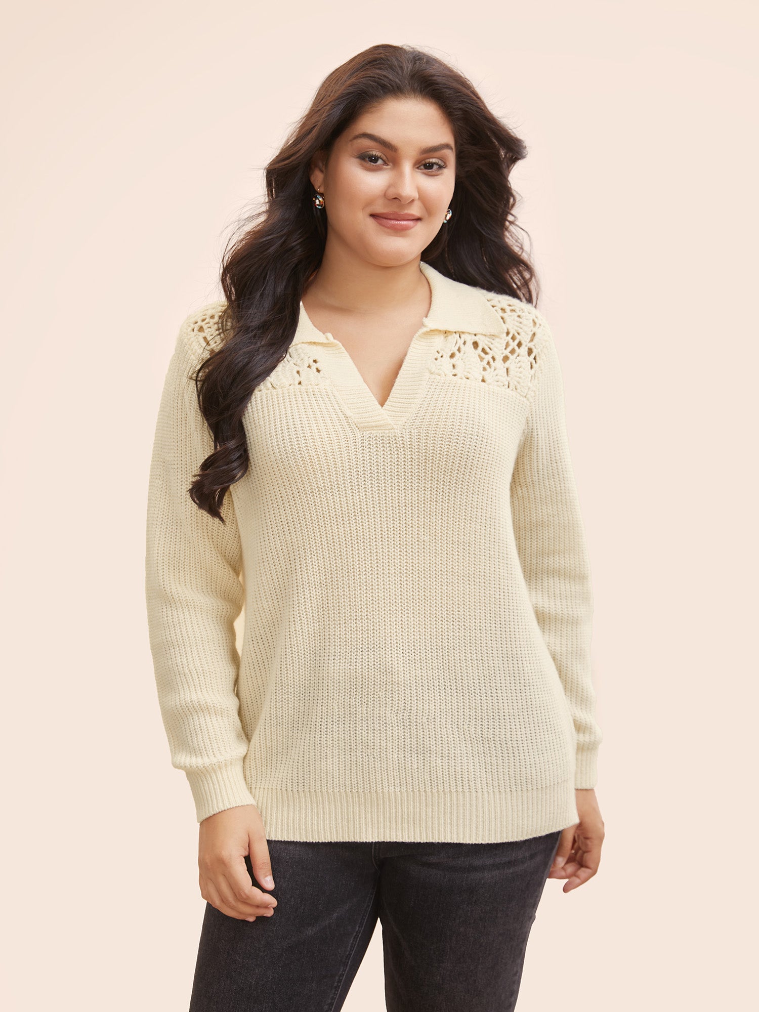 Hand Crocheted Polo Collared Pullover