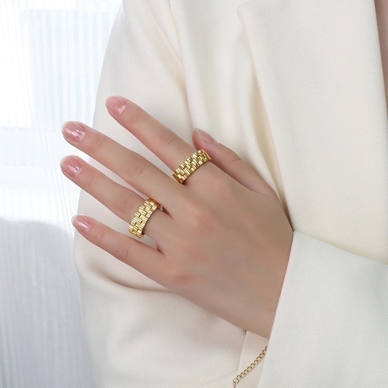 Fashion Geometric 304 Stainless Steel No Inlaid 18K Gold Plated Patchwork Plating