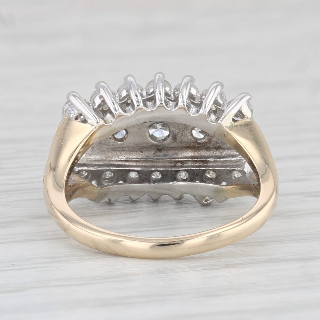 Vintage Tiered 0.90ctw Diamond Ring 14k Gold Size 4.5