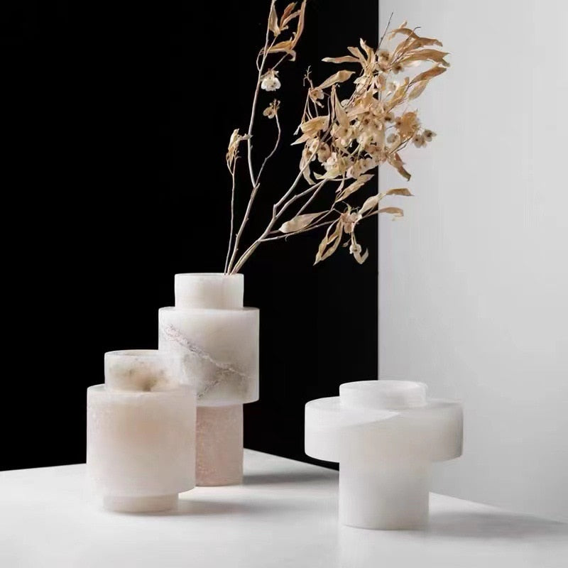 Scandinavian White Natural Marble Vase