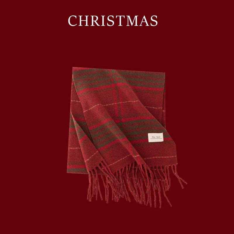 Unisex Elegant Minimalist Lattice Polyester Tassel Scarf