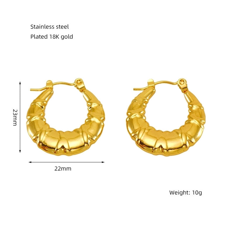 1 Pair Minimalist Bow Knot 304 Stainless Steel 18K Gold Plated Hoop Earrings