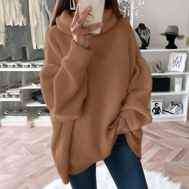 Casual Simple Solid Color Turtleneck Knitted Sweater