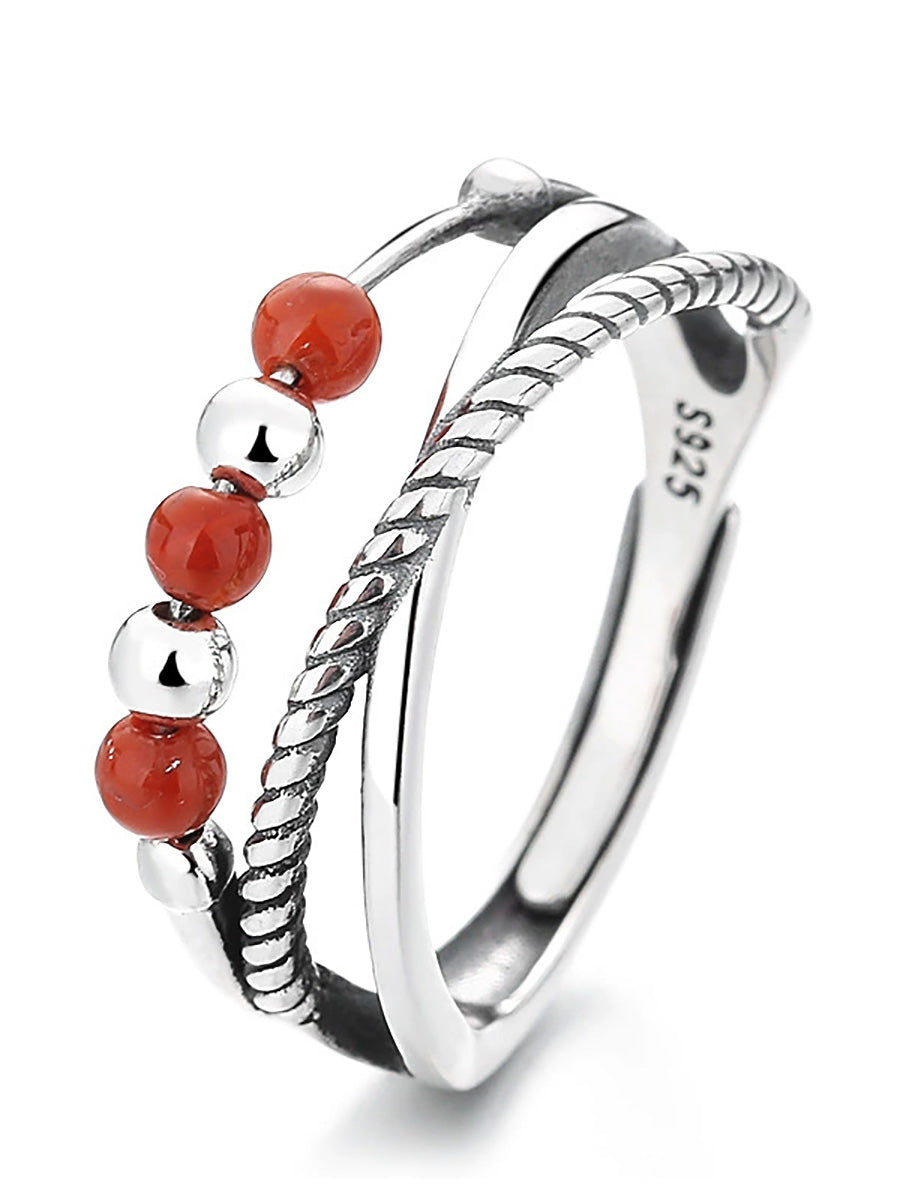 Women Vintage Bead Weave S925Silver Ring