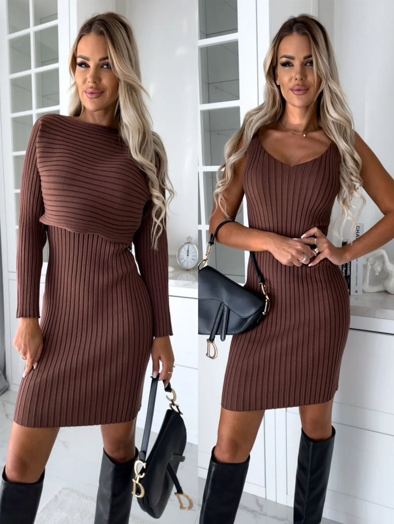 🎄Christmas Sale🔥Knitted Sweater and Cami Dress Set