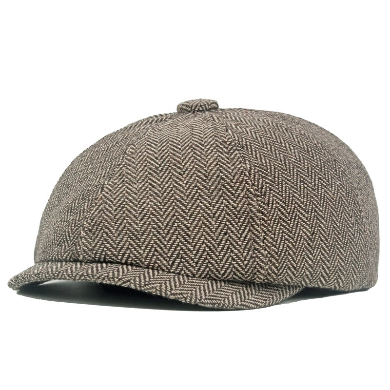 Men's Retro British Style Solid Color Curved Eaves Beret Hat