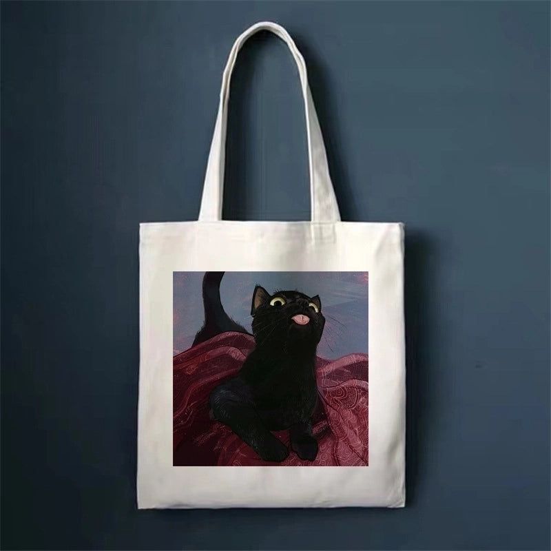 Women's Minimalist Cat Shopping Bags