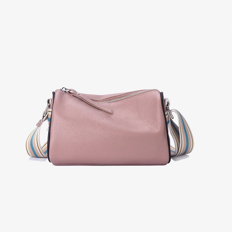 Women's Medium Leather Solid Color Basic Zipper Shoulder Bag